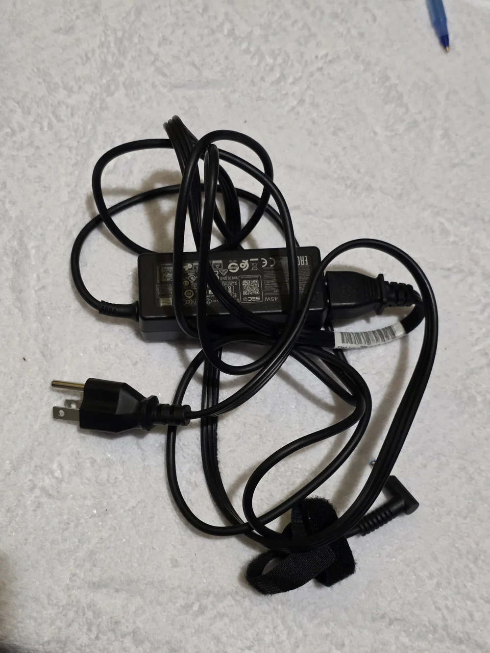 HP Black 45W Laptop AC Adapter with Attached Cable